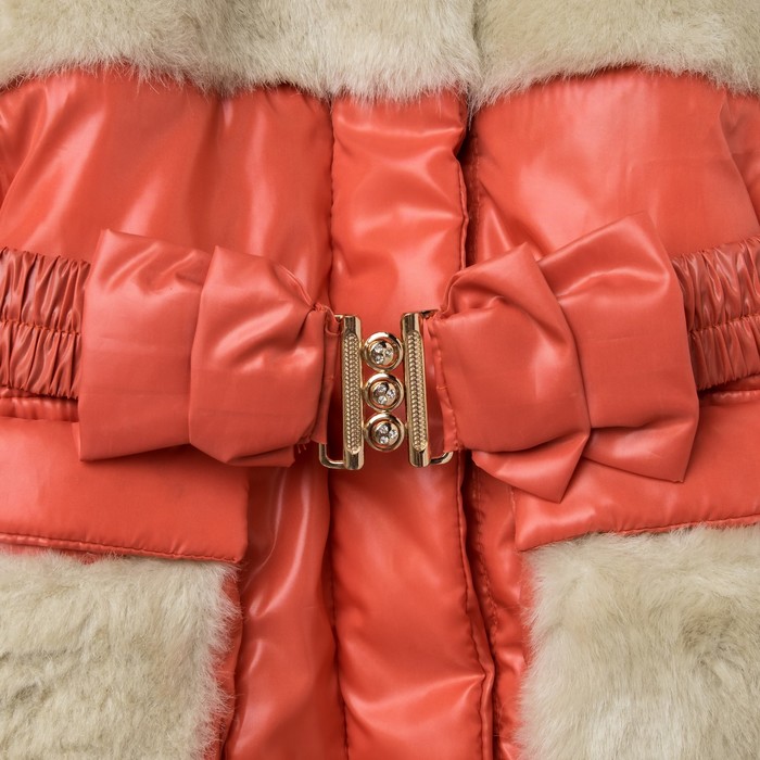 Пальто для девочки "Пушок", рост 110 см, цвет коралловый Д016