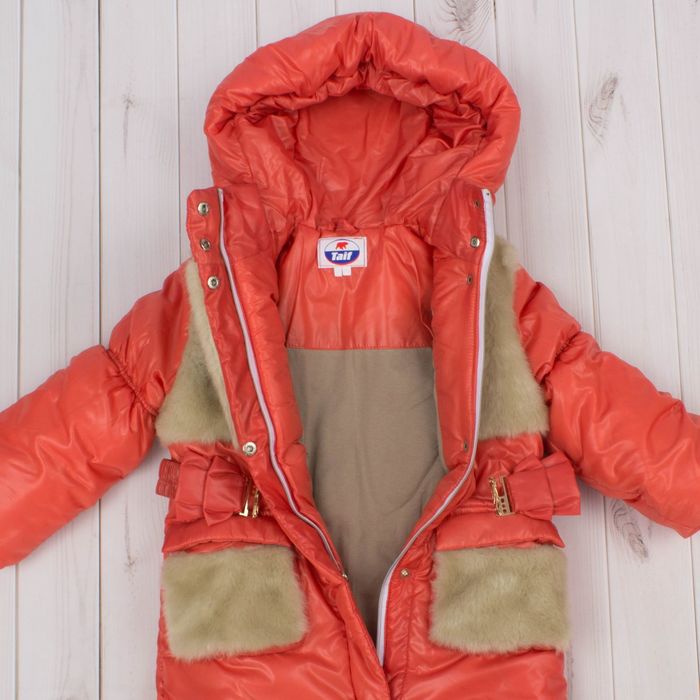 Пальто для девочки "Пушок", рост 110 см, цвет коралловый Д016