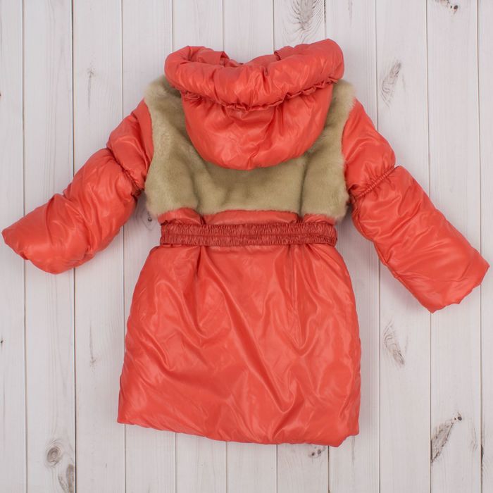 Пальто для девочки "Пушок", рост 110 см, цвет коралловый Д016
