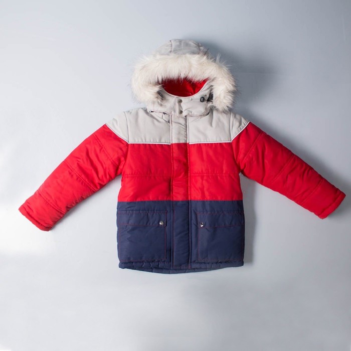 Куртка для мальчика "ТРОЯ", рост 104 см, цвет синий/красный/серый ДЗ-0039