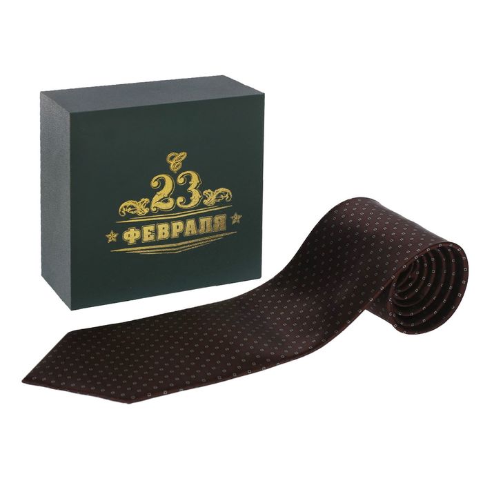 Галстук "С 23 февраля" в деревянной коробке