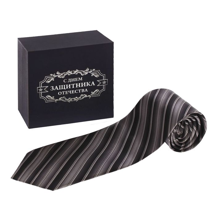 Галстук "С Днём защитника Отечества" в деревянной коробке