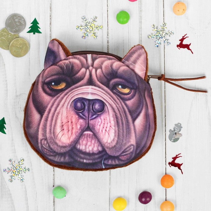 Мягкий кошелек "Серьезные песик" черный носик