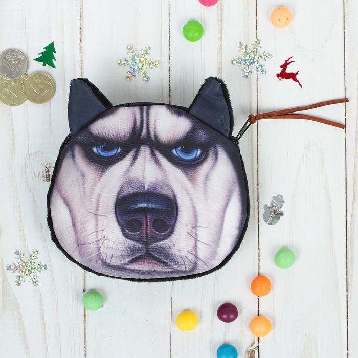 Мягкий кошелек "Серьезный песик" голубые глазки