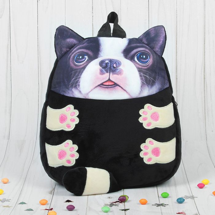 Мягкая игрушка-рюкзак "Серая собачка"