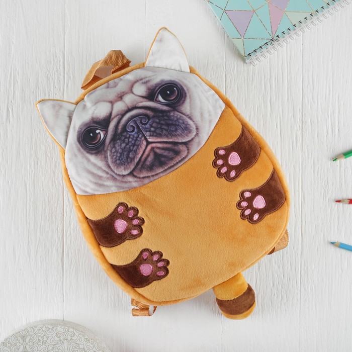 Мягкая игрушка-рюкзак "Мопсик"