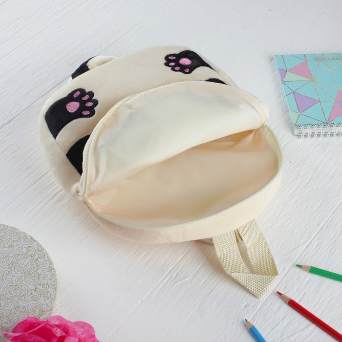 Мягкая игрушка-рюкзак "Котик" розовый носик и большие глазки