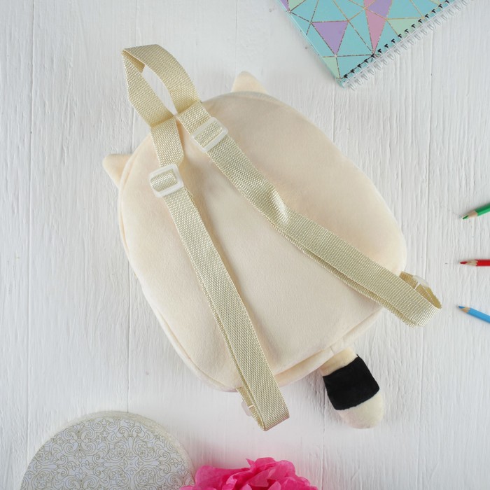 Мягкая игрушка-рюкзак "Котик" розовый носик и большие глазки