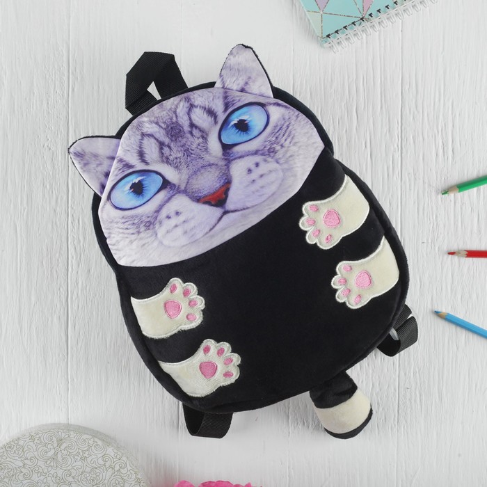 Мягкая игрушка-рюкзак "Котик" голубые глазки