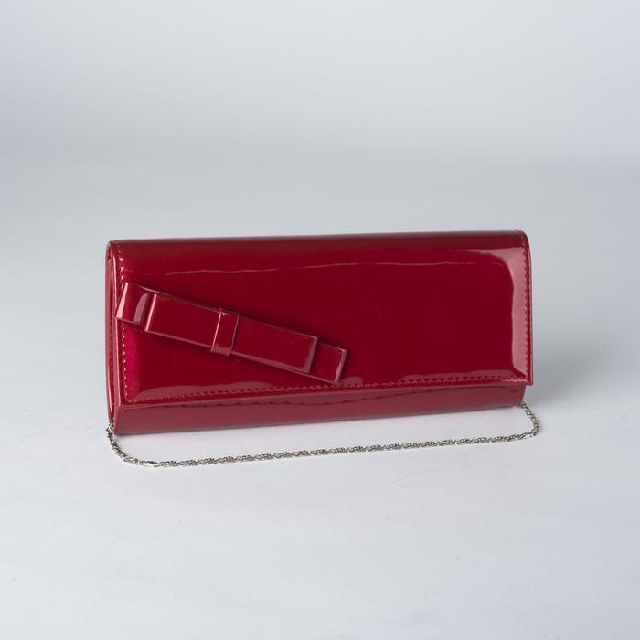 Клатч женский, отдел на магните, длинная цепь, цвет красный