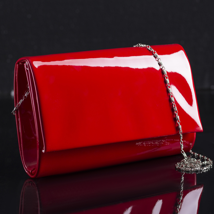 Клатч женский на клапане, 1 отдел, цепочка, цвет бордовый