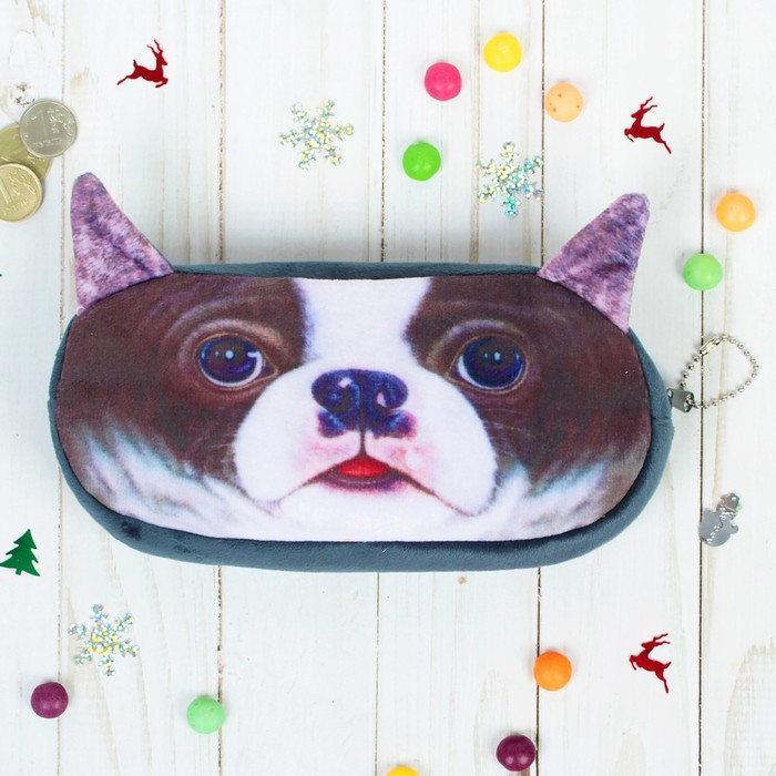 Кошелек "Песик" черный носик, с ушкаим