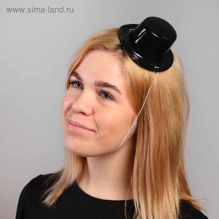 фото Карнавальная мини-шляпка, на резинке, цвет чёрный