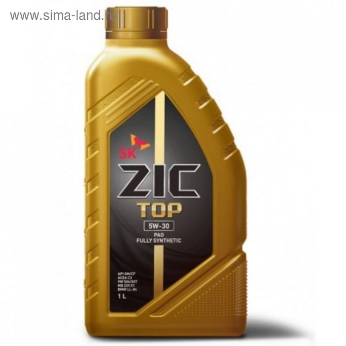 Масло моторное ZIC 5W-30 TOP PAO, 1 л масло моторное zic 0w 40 top pao 1 л