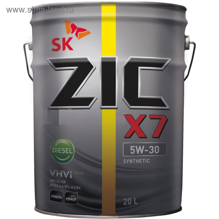 Масло моторное ZIC 5W-30 X7 Diesel CF/SL синтетика, 20 л масло моторное zic x7 diesel 5w 30 1 л