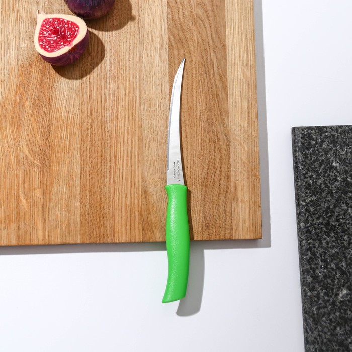 Нож кухонный для помидоров/цитрусовых Athus, лезвие 12,5 см, сталь AISI 420, цвет зелёный нож кухонный tramontina athus для мяса лезвие 20 см сталь aisi 420