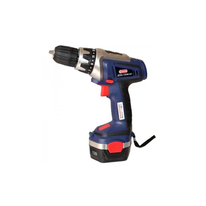 Дрель-шуруповерт "ДИОЛД" ДЭА-12НК-01, 12В, аккумуляторная, 2х1.3 Ач, 550 об/мин, БЗП