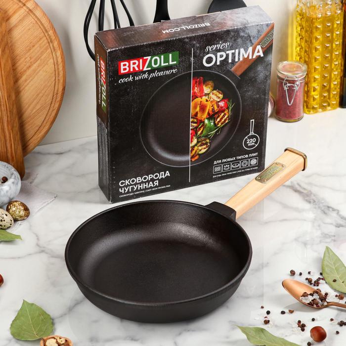 Сковорода чугунная "Оптима", BRIZOLL, 22 х 4 см, ручка