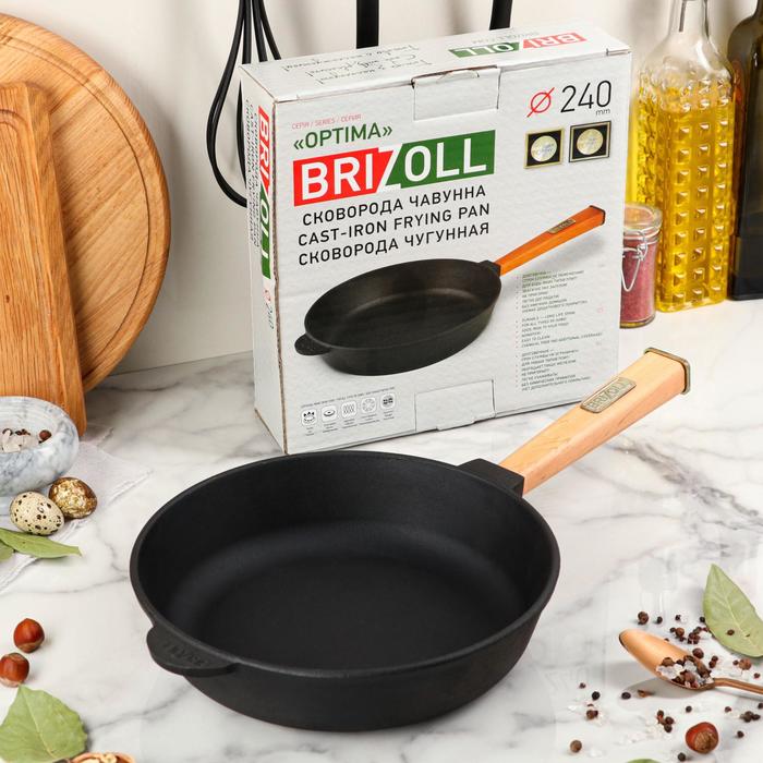 Сковорода чугунная "Оптима", BRIZOLL, 24 х 6 см, ручка