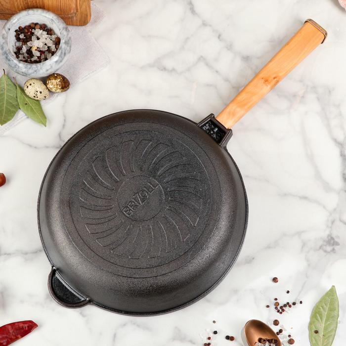 Сковорода чугунная "Оптима", BRIZOLL, 26 х 6 см, ручка