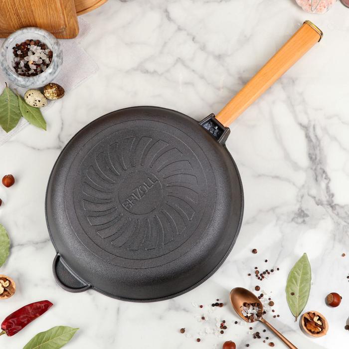 Сковорода чугунная "Оптима", BRIZOLL, 28 х 6 см, ручка