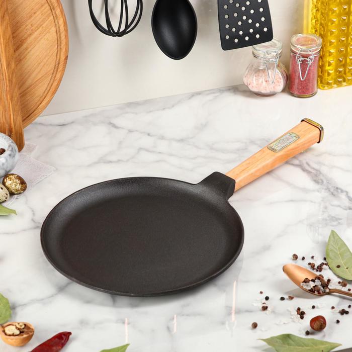 Сковорода чугунная блинная "Оптима", BRIZOLL, 24 х 1,5 см, ручка