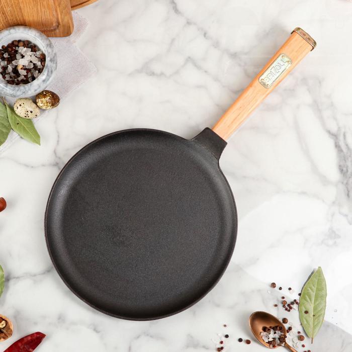 Сковорода чугунная блинная "Оптима", BRIZOLL, 24 х 1,5 см, ручка