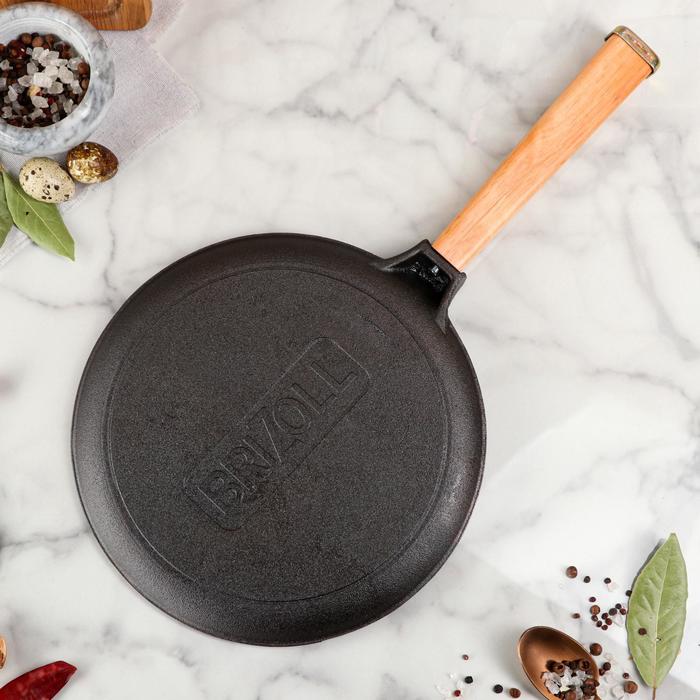 Сковорода чугунная блинная "Оптима", BRIZOLL, 24 х 1,5 см, ручка