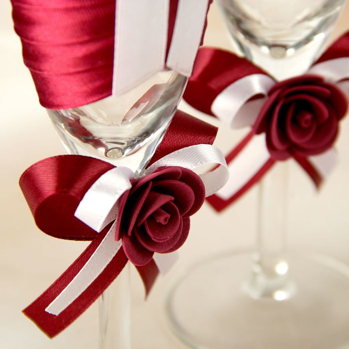 Бокалы ручной работы, бордовые