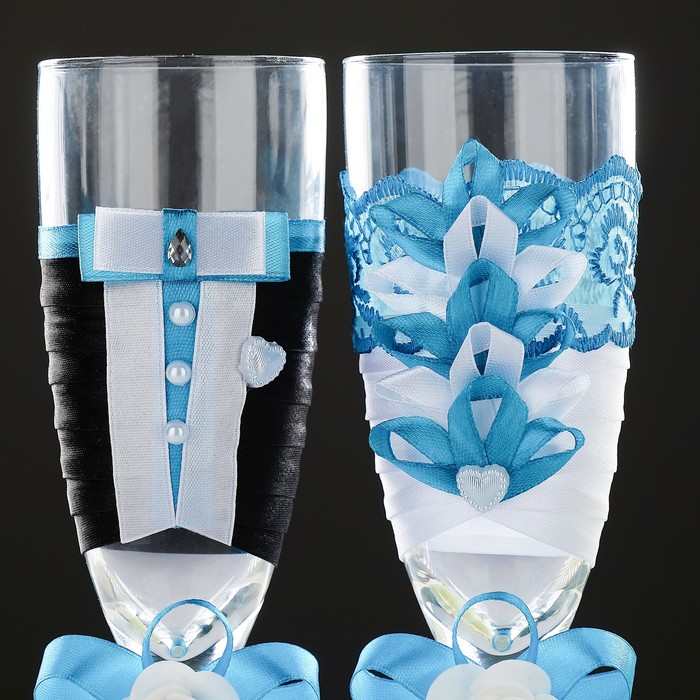 Бокалы ручной работы, бирюзовые