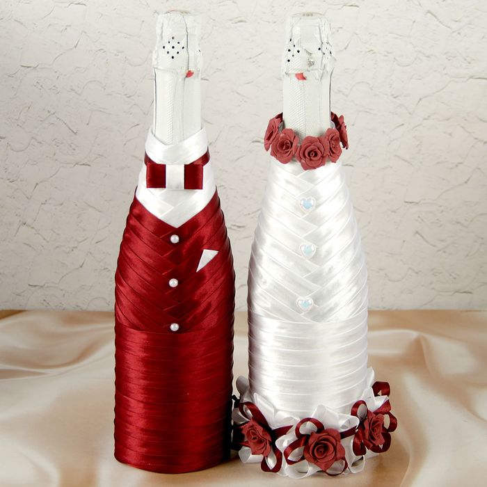 Украшение на шампанское "Элит-тубы" бордовое