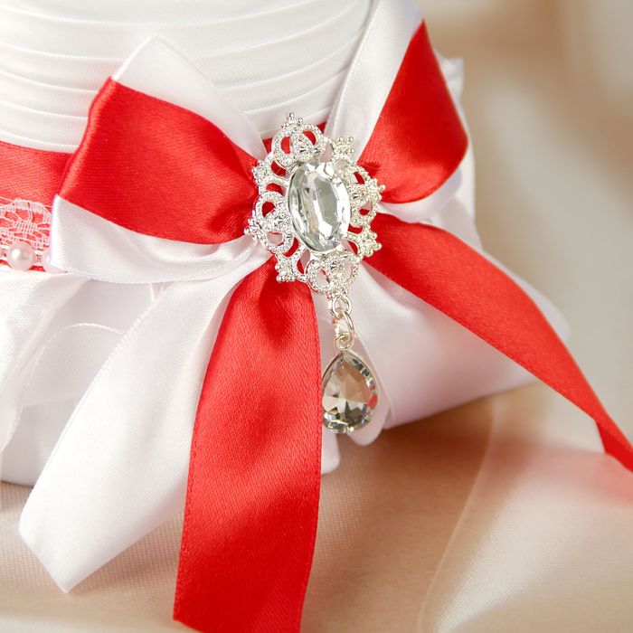 Украшение на шампанское "Элит-тубы" с бантом, красное