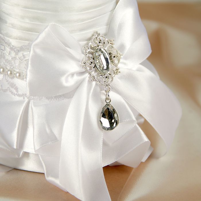 Украшение на шампанское "Элит-тубы" с бантом, бело-черное