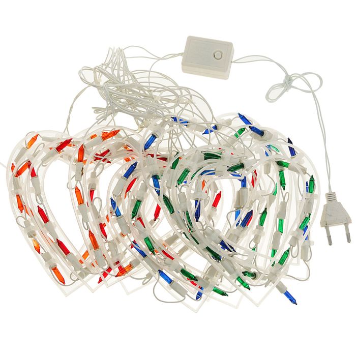 БАХРОМА, Ш:2,3м, В:0,25, "Сердечки" 12 фигур Н.Б. 120 ламп,к. 8 р, МУЛЬТИ