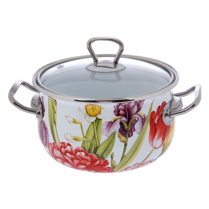 Кастрюля 2,1 л "Каприз", стеклянная крышка