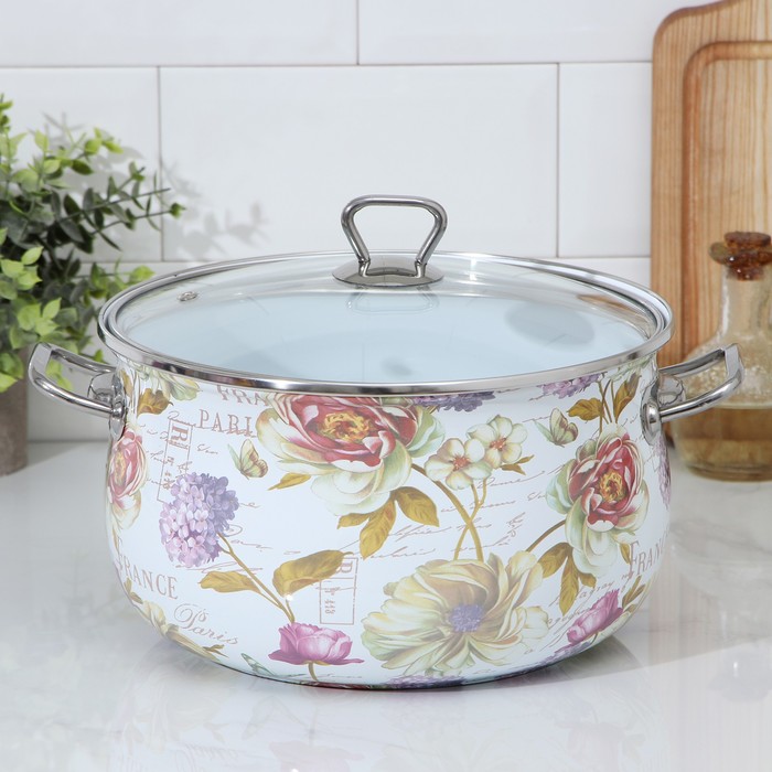 Кастрюля 5,7 л "Франция", стеклянная крышка