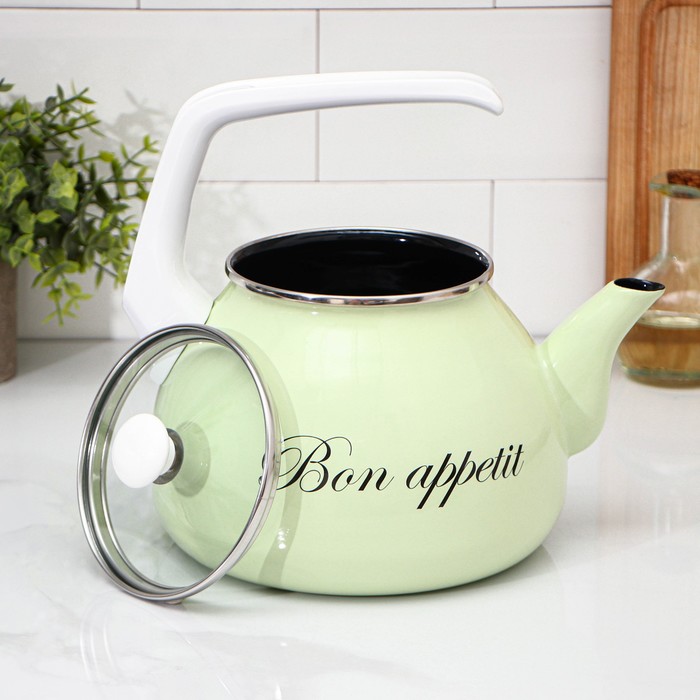 Чайник «Лайм», 3 л, стеклянная крышка, фиксированная ручка, индукция, цвет светло-зелёный