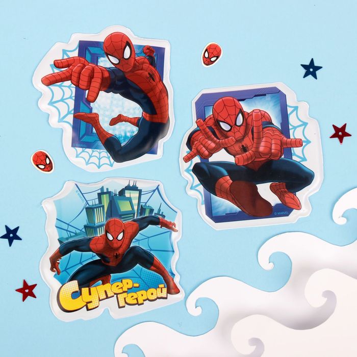 Наклейки детские в ванну в наборе "Супер-герой" Человек-паук (набор 3шт)