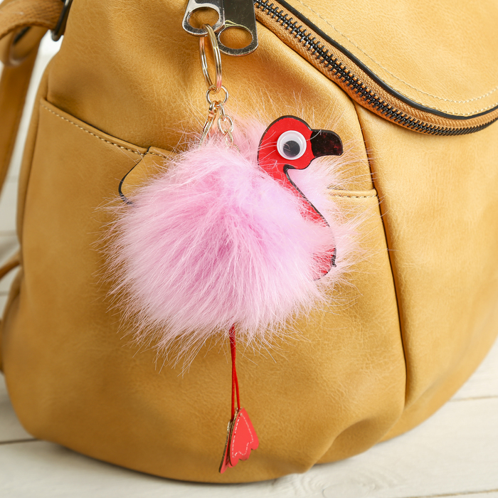 Пушистик на кольце "Фламинго" МИКС 9х9 см