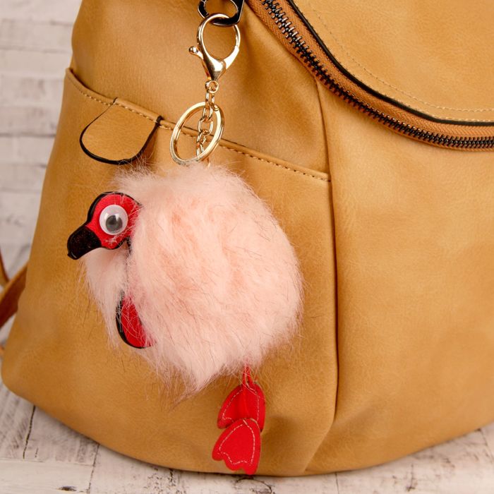 Пушистик на кольце "Фламинго" МИКС 9х9 см