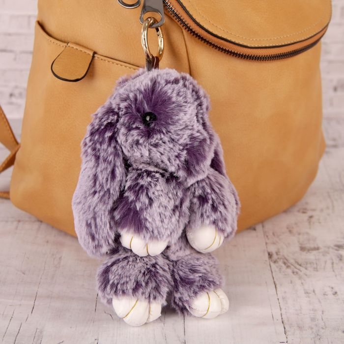 Подвеска на кольце "Крольчонок серо-фиолетовый" под шиншиллу 19 см