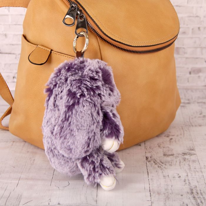 Подвеска на кольце "Крольчонок серо-фиолетовый" под шиншиллу 19 см