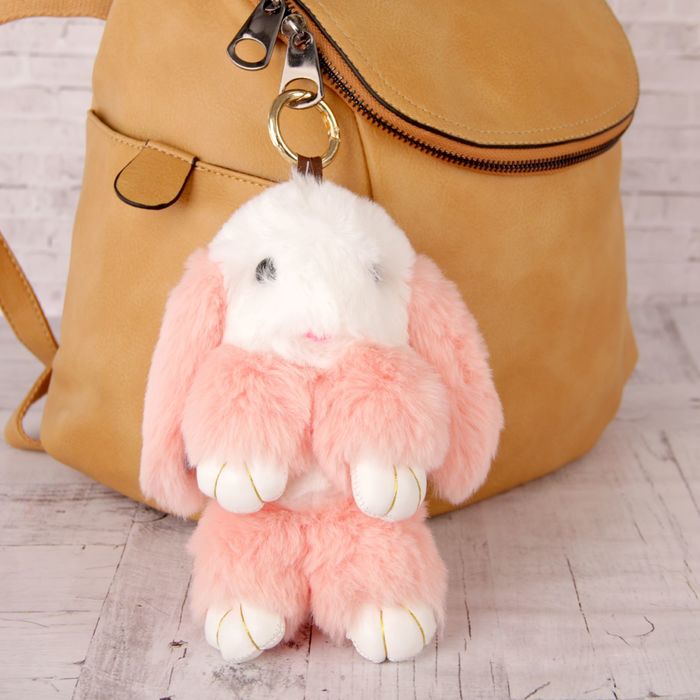 Подвеска на кольце "Крольчонок Бело-розовый" 18 см