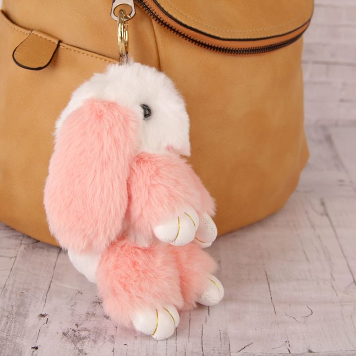 Подвеска на кольце "Крольчонок Бело-розовый" 18 см