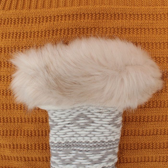 Носки высокие тёплые "Зима", размер 23-25, цвет белый/серый