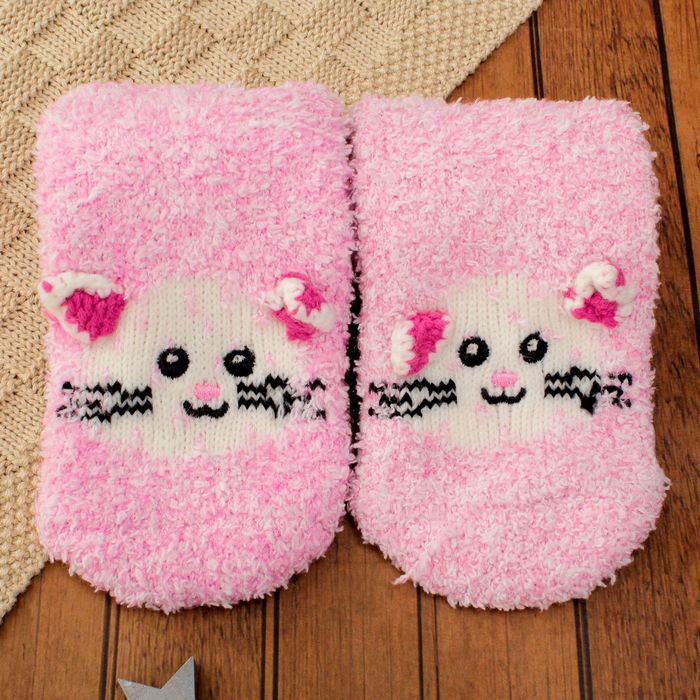 Носки детские махровые "Котёнок", размер 19-23, цвет нежно-розовый