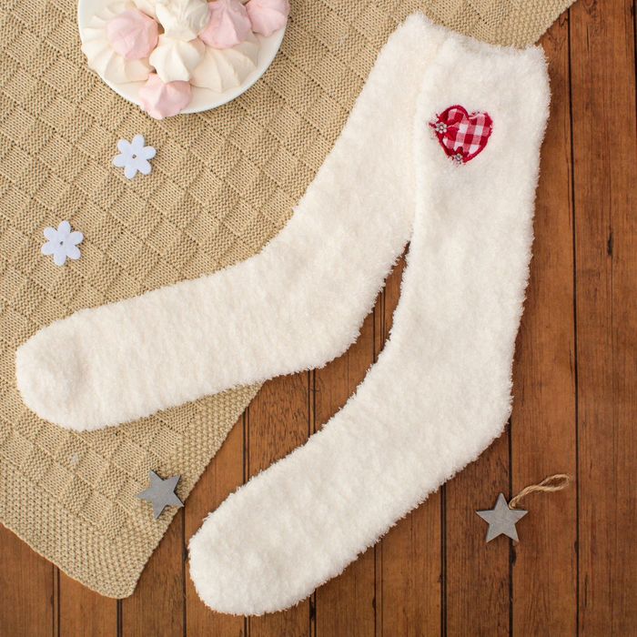 Носки махровые "Сердце", размер 19-23, цвет белый
