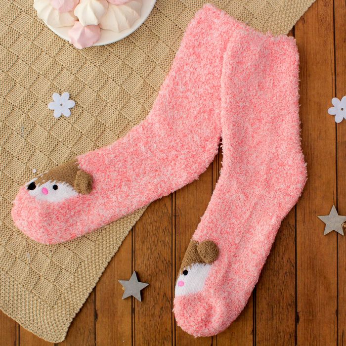 Носки детские махровые со стоперами "Лисичка", размер 19-23, цвет персиковый