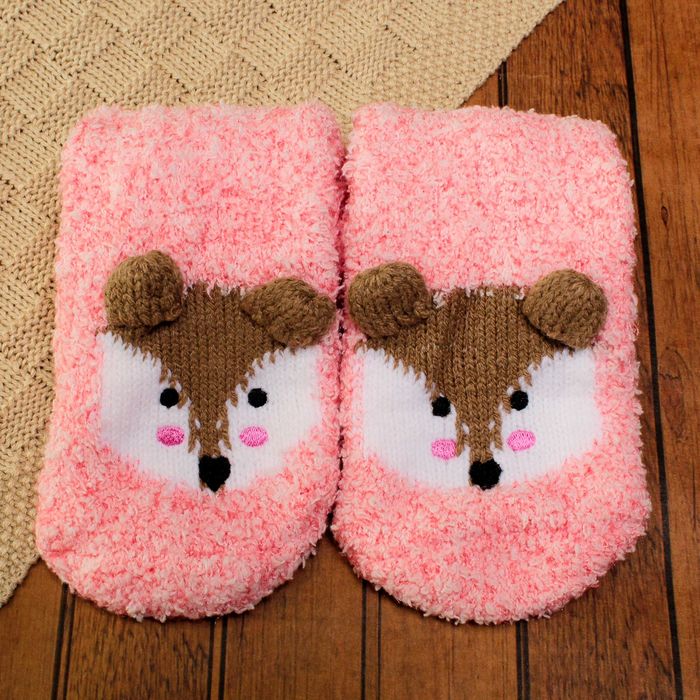 Носки детские махровые со стоперами "Лисичка", размер 19-23, цвет персиковый