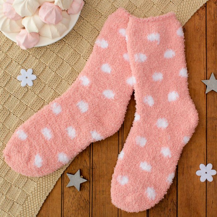 Носки махровые со стоперами "Горошек", размер 19-25, цвет розовый